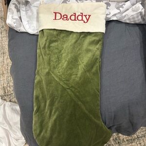 POTTERY BARB Green Christmas Stocking with Embroidered 'Daddy'